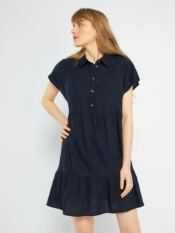 Vestido Corto De Lino 'JDY' - AZUL