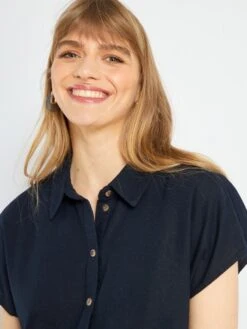 Vestido Corto De Lino 'JDY' - AZUL -TrendyModa Ventas vestido corto de lino jdy azul abv98 2 frb3