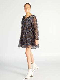 Vestido Corto De Manga Larga 'JDY' - AZUL -TrendyModa Ventas vestido corto de manga larga jdy azul amv58 3 frb2