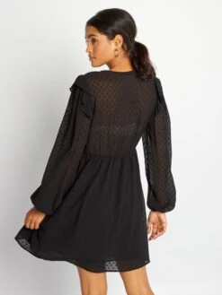 Vestido Corto De Plumeti - Negro -TrendyModa Ventas vestido corto de plumeti negro aoa57 1 frb3