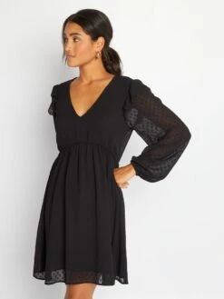 Vestido Corto De Plumeti - Negro -TrendyModa Ventas vestido corto de plumeti negro aoa57 1 frb4