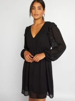 Vestido Corto De Plumeti - Negro -TrendyModa Ventas vestido corto de plumeti negro aoa57 1 frb5