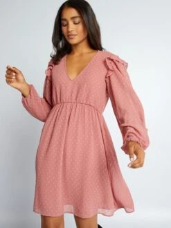 Vestido Corto De Plumeti - ROSA