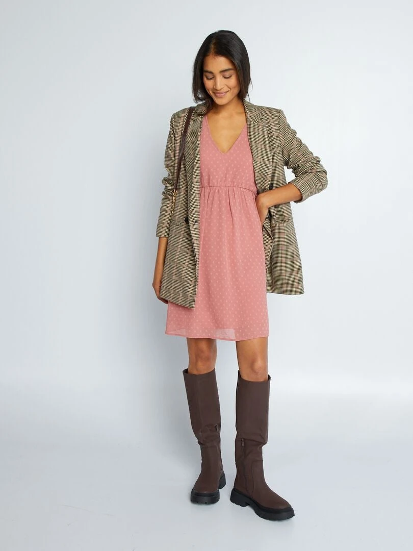 Vestido Corto De Plumeti - ROSA 4 Vestido Corto De Plumeti - ROSA - Imagen 2