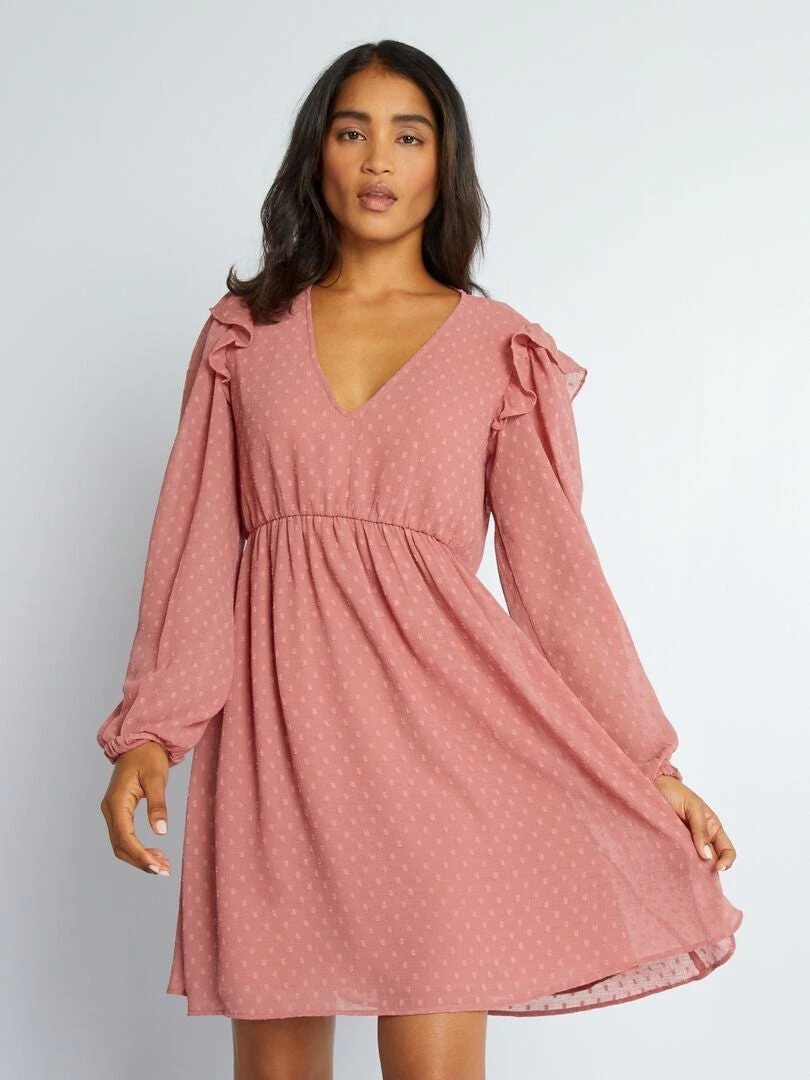 Vestido Corto De Plumeti - ROSA 5 Vestido Corto De Plumeti - ROSA - Imagen 3