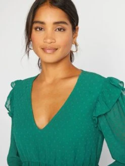 Vestido Corto De Plumeti - Verde -TrendyModa Ventas vestido corto de plumeti verde aoa57 3 frb5