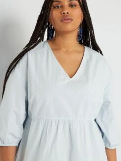 Vestido Corto De Popelina - Azul Pálido -TrendyModa Ventas vestido corto de popelina azul palido zo910 1 frb4