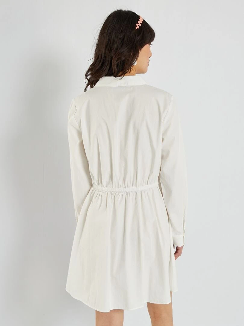 Vestido Corto De Popelina - Blanco 6 Vestido Corto De Popelina - Blanco - Imagen 4