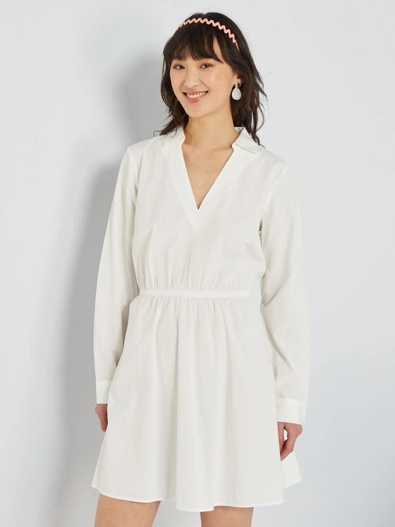 Vestido Corto De Popelina - Blanco 7 Vestido Corto De Popelina - Blanco - Imagen 5