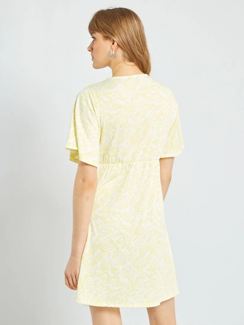 Vestido Corto De Punto Gofrado - AMARILLO 6 Vestido Corto De Punto Gofrado - AMARILLO - Imagen 4