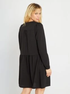 Vestido Corto De Punto Gofrado - Negro -TrendyModa Ventas vestido corto de punto gofrado negro zj637 5 frb4