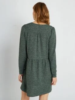 Vestido Corto De Punto Gofrado - VERDE -TrendyModa Ventas vestido corto de punto gofrado verde zj637 4 frb4