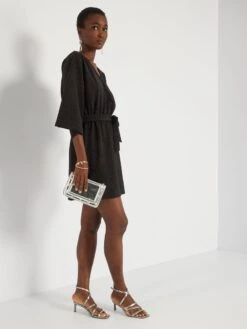 Vestido Corto De Punto Irisado - NEGRO 1 -TrendyModa Ventas vestido corto de punto irisado negro 1 asv87 2 frb2