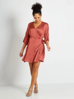 Vestido Corto De Raso - ROJO -TrendyModa Ventas vestido corto de raso rojo amj93 3 frb2