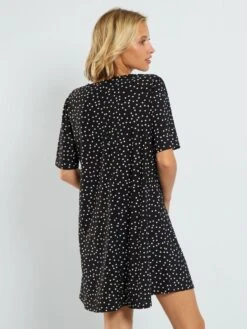 Vestido Corto Elástico Con Estampado - NEGRO -TrendyModa Ventas vestido corto elastico con estampado negro zk761 1 frb3