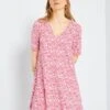 Vestido Corto Elástico Con Estampado - ROSA -TrendyModa Ventas vestido corto elastico con estampado rosa zk761 3 frb1
