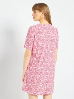 Vestido Corto Elástico Con Estampado - ROSA -TrendyModa Ventas vestido corto elastico con estampado rosa zk761 3 frb4