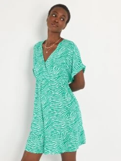 Vestido Corto Estampado - AZUL