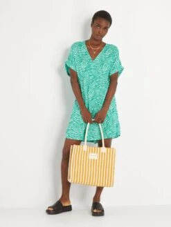 Vestido Corto Estampado - AZUL -TrendyModa Ventas vestido corto estampado azul zq772 1 frb3