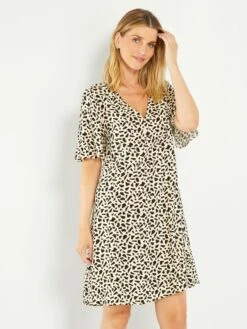 Vestido Corto Estampado - BLANCO -TrendyModa Ventas vestido corto estampado blanco adz71 1 frb4