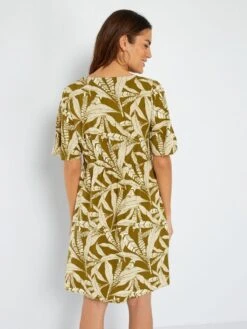 Vestido Corto Estampado - KAKI -TrendyModa Ventas vestido corto estampado kaki adz71 3 frb3