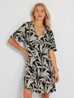 Vestido Corto Estampado - NEGRO -TrendyModa Ventas vestido corto estampado negro adz71 2 frb2