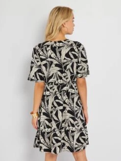 Vestido Corto Estampado - NEGRO -TrendyModa Ventas vestido corto estampado negro adz71 2 frb3