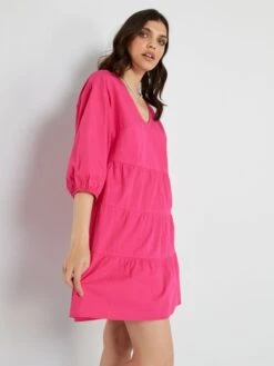 Vestido Corto Evasé - Rosa