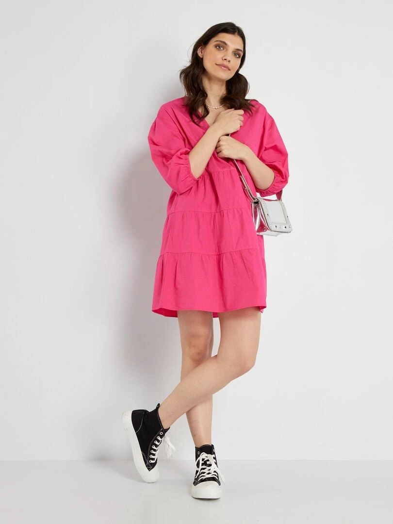 Vestido Corto Evasé - Rosa 4 Vestido Corto Evasé - Rosa - Imagen 2