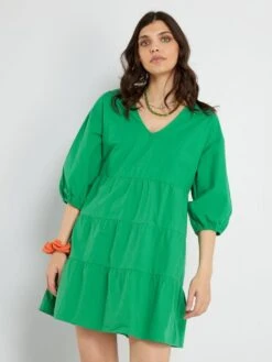 Vestido Corto Evasé - Verde