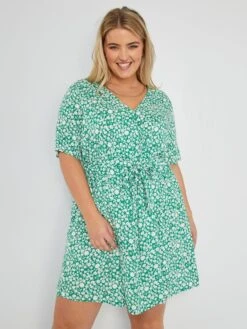 Vestido Corto 'flores' - VERDE -TrendyModa Ventas vestido corto flores verde zm768 6 frb2