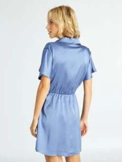 Vestido Corto Satinado - Azul Gris 8 Vestido Corto Satinado - Azul Gris -TrendyModa Ventas vestido corto satinado azul gris adz72 1 frb3