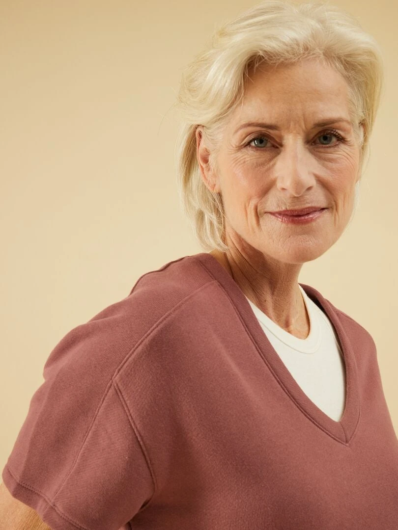 Vestido Corto Tipo Sudadera - Rosa Castaño 7 Vestido Corto Tipo Sudadera - Rosa Castaño - Imagen 5