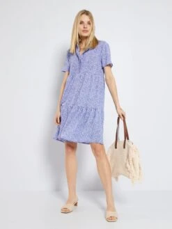 Vestido Corto Vaporoso 'JDY' - AZUL -TrendyModa Ventas vestido corto vaporoso jdy azul abv20 1 frb2