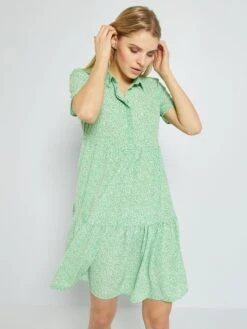 Vestido Corto Vaporoso 'JDY' - VERDE -TrendyModa Ventas vestido corto vaporoso jdy verde abv20 3 frb2