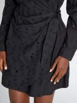 Vestido Cruzado Con Bordado Inglés - Negro -TrendyModa Ventas vestido cruzado con bordado ingles negro axz55 1 frb4