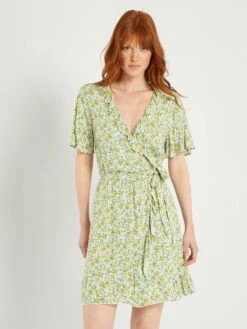 Vestido Cruzado Corto 'JDY' - VERDE -TrendyModa Ventas vestido cruzado corto jdy verde aii46 1 frb4