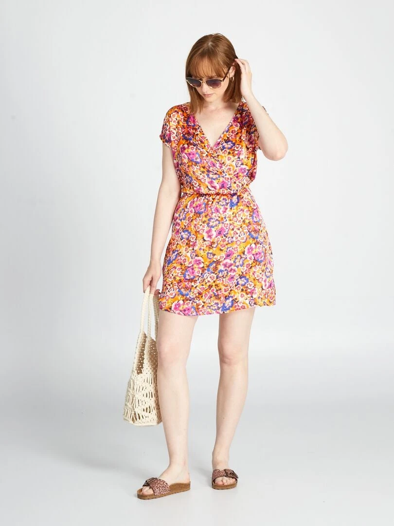 Vestido Cruzado De Flores - NARANJA 4 Vestido Cruzado De Flores - NARANJA - Imagen 2