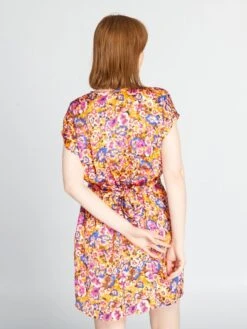 Vestido Cruzado De Flores - NARANJA 8 Vestido Cruzado De Flores - NARANJA -TrendyModa Ventas vestido cruzado de flores naranja atn93 1 frb3