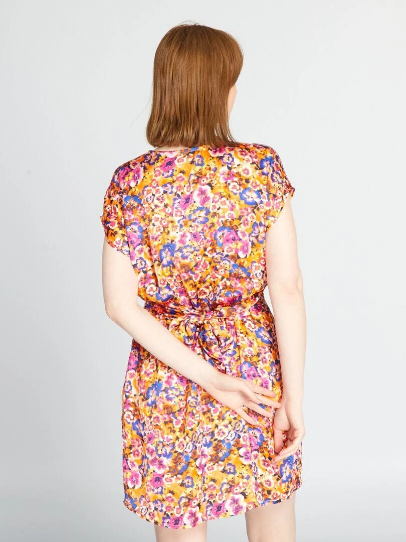 Vestido Cruzado De Flores - NARANJA 5 Vestido Cruzado De Flores - NARANJA - Imagen 3