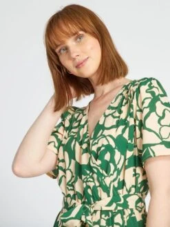 Vestido Cruzado De Manga Corta - BEIGE -TrendyModa Ventas vestido cruzado de manga corta beige atu40 1 frb2