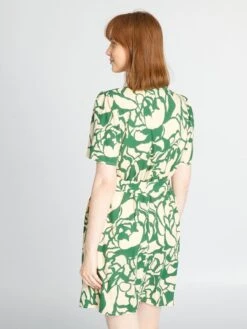 Vestido Cruzado De Manga Corta - BEIGE -TrendyModa Ventas vestido cruzado de manga corta beige atu40 1 frb4