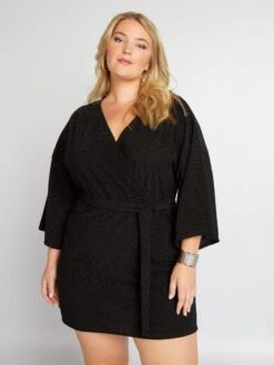 Vestido Cruzado De Punto - NEGRO 1 -TrendyModa Ventas vestido cruzado de punto negro 1 asv90 2 frb2