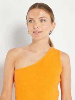Vestido De Canalé Asimétrico - Naranja -TrendyModa Ventas vestido de canale asimetrico naranja awi89 1 frb4