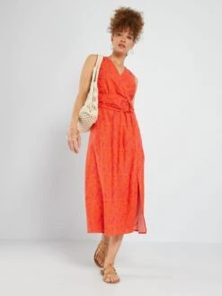 Vestido De Estilo Cruzado De Lino - ROSA