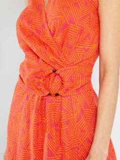 Vestido De Estilo Cruzado De Lino - ROSA -TrendyModa Ventas vestido de estilo cruzado de lino rosa aea27 1 frb4