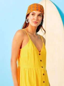Vestido De Gasa De Algodón - AMARILLO -TrendyModa Ventas vestido de gasa de algodon amarillo zq815 2 frb4