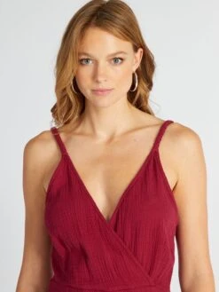 Vestido De Gasa De Algodón - ROJO -TrendyModa Ventas vestido de gasa de algodon rojo aul02 1 frb2