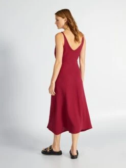 Vestido De Gasa De Algodón - ROJO -TrendyModa Ventas vestido de gasa de algodon rojo aul02 1 frb3