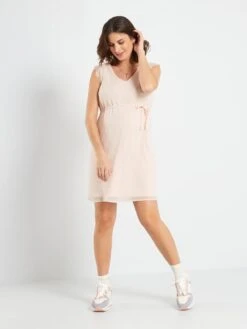 Vestido De Gasa De Plumeti Premamá - ROSA